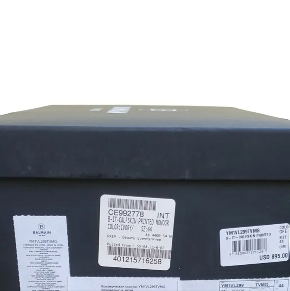 $895 Balmain Men's Black B-It Monogram-Printed Leather Slides SZ 8, 10, 11 12 13 - Picture 3 of 9